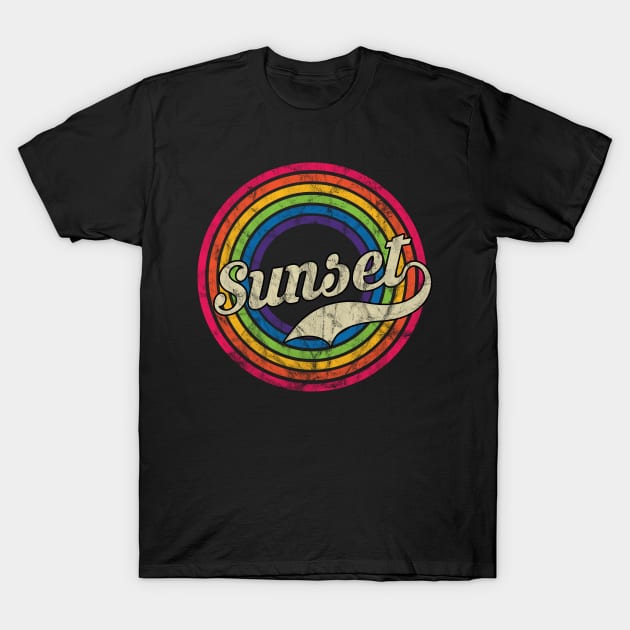 Sunset - Retro Rainbow Faded-Style T-Shirt by MaydenArt